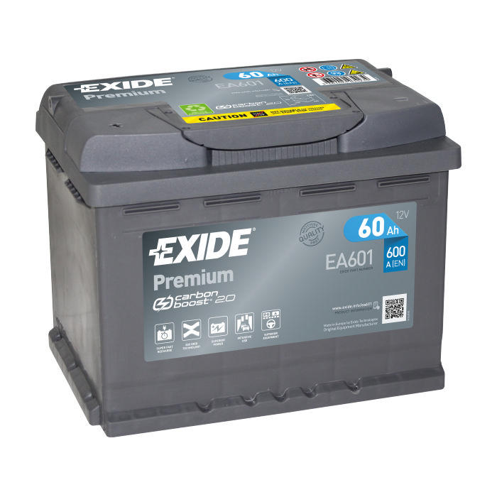 Аккумулятор EXIDE Premium 60Ah 600А прям.п 242x175x190 EA601