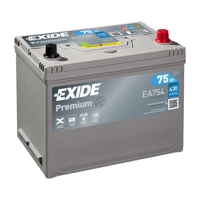 Аккумулятор EXIDE Premium 75Ah 630А обр.п 270x173x222 EA754