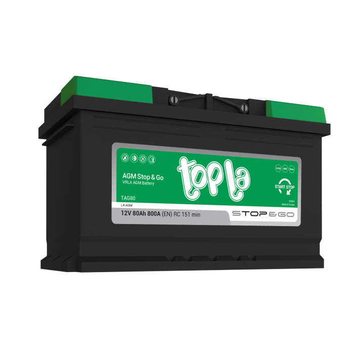 Аккумулятор TOPLA AGM Stop&Go L4 80Ah 800А обр.п Ca/Ca 315x175x190 114080