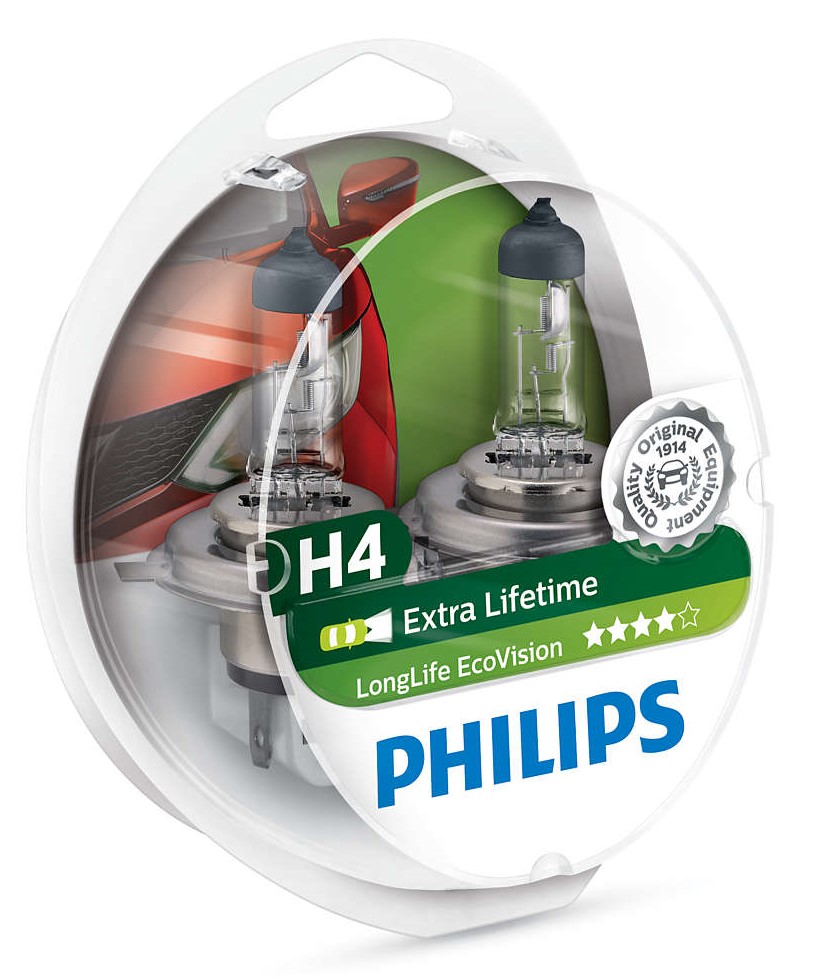 Лампа H4 Philips LongLife EcoVision [блистер 2шт.] 12342LLECOS2