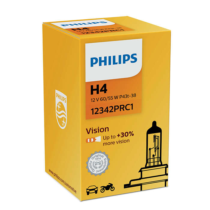 Лампа H4 PHILIPS Vision, картон, 12342PRC1