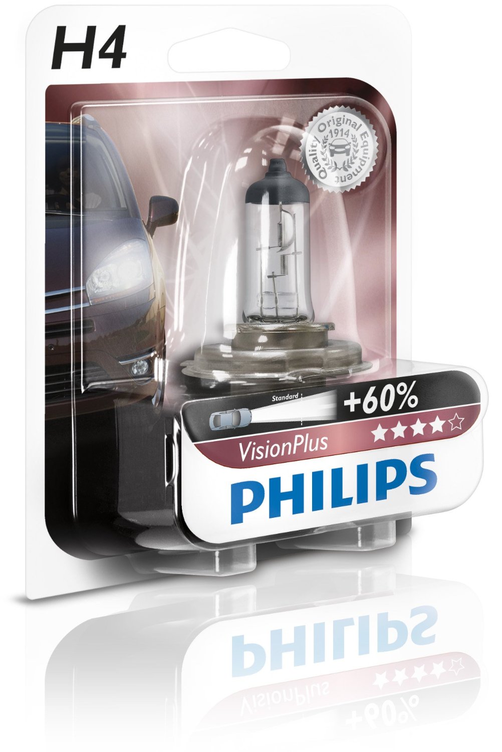 Лампа H4 Philips VisionPlus, блистер, 12342VPB1