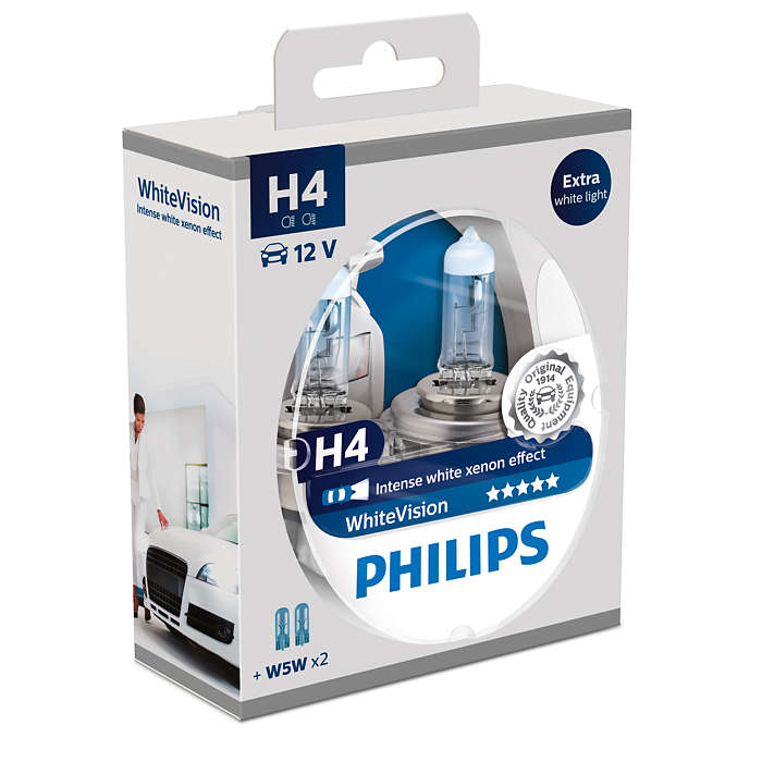 Лампа H4 Philips WhiteVision [блистер 2шт.] 12342WHVSM
