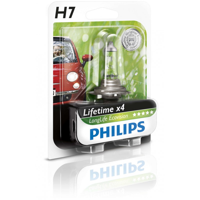 Лампа H7 PHILIPS LongerLife, блистер, 12972LLECOB1