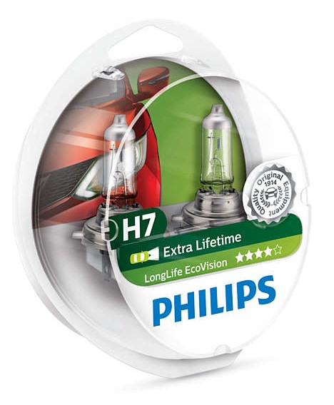 Лампа H7 Philips LongerLife Ecovision [блистер 2шт.] 12972LLECOS2