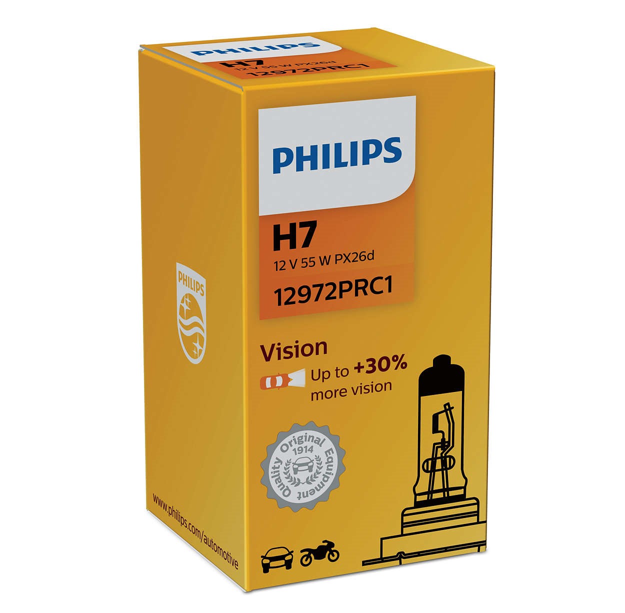 Лампа H7 PHILIPS Vision, картон, 12972PRC1