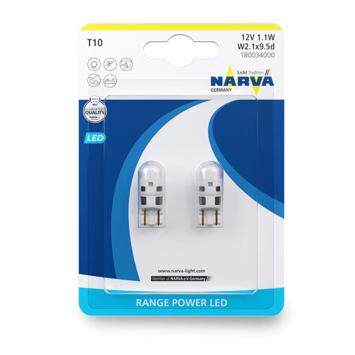 Лампа LED W5W NARVA 6000K, блистер, 2шт., 18003