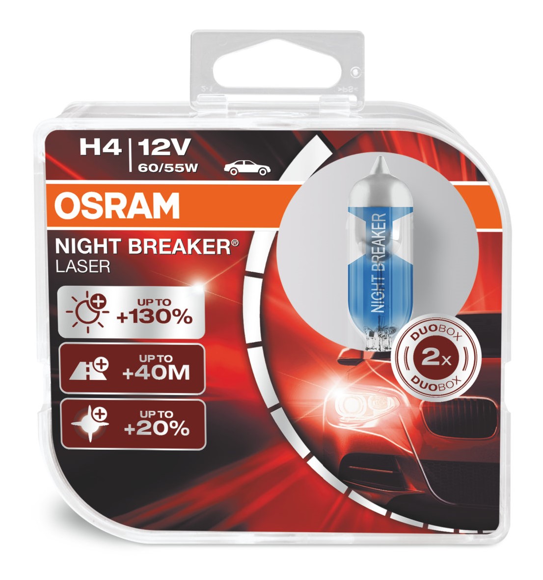 Лампа H4 Osram Night Breaker Laser ( 130%) [блистер 2шт.] 64193NBLHCB