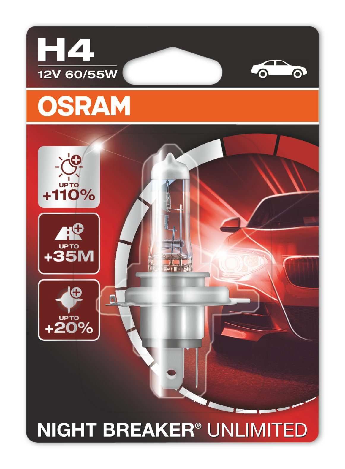 Лампа H4 Osram Night Breaker Unlimited ( 110%) [блистер] 64193NBU01B