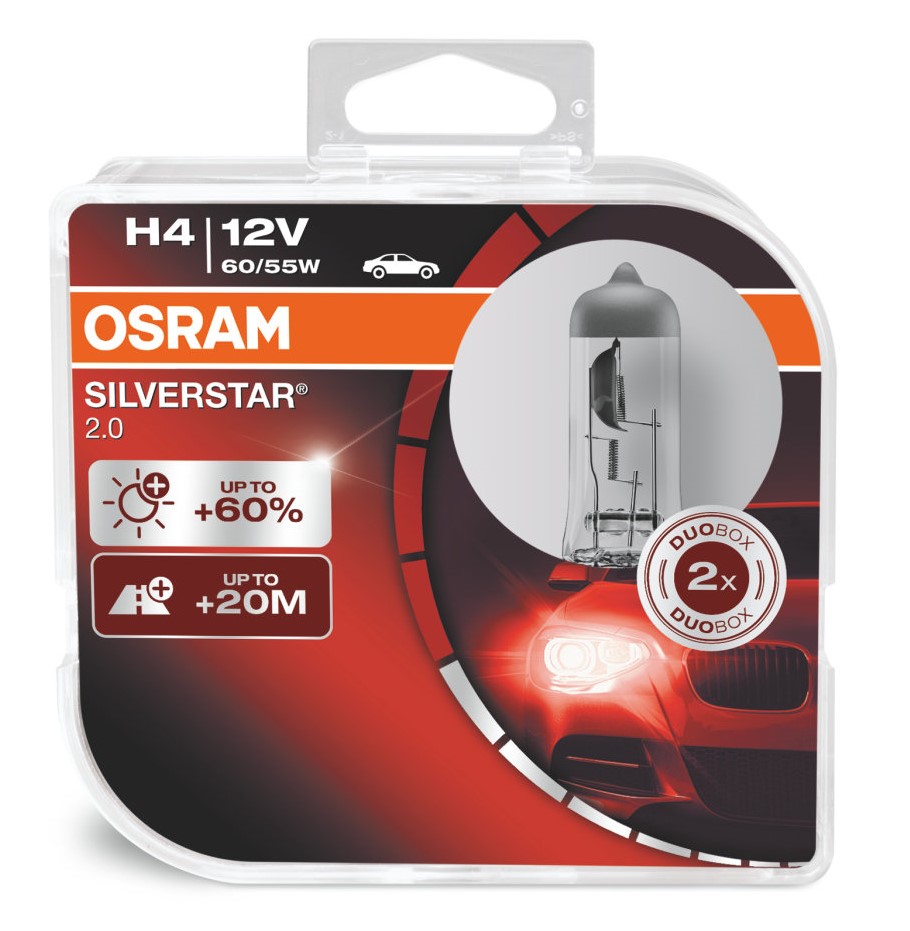 Лампа H4 Osram SilverStar 2.0 ( 60%) [блистер 2шт.] 64193SV2HCB