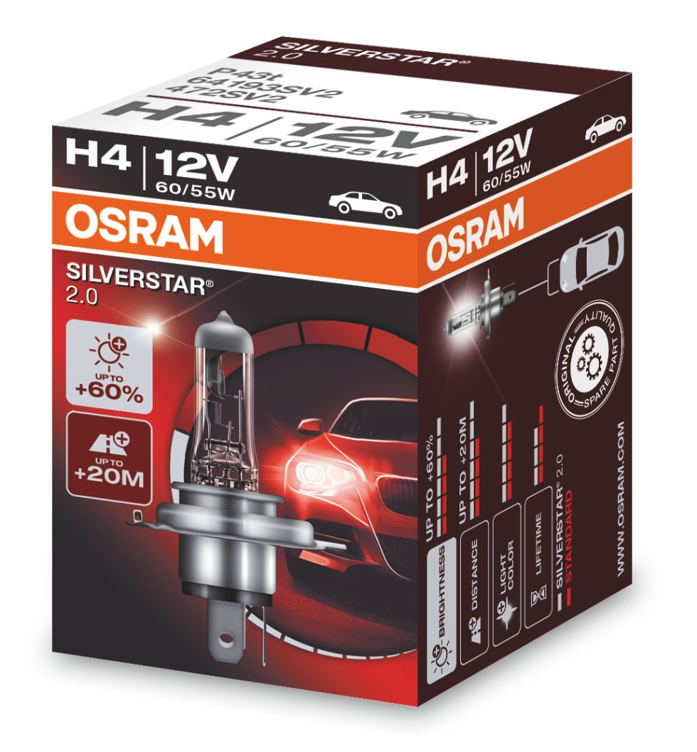 Лампа H4 Osram SilverStar 2.0 ( 60%) [картон] 64193SV2