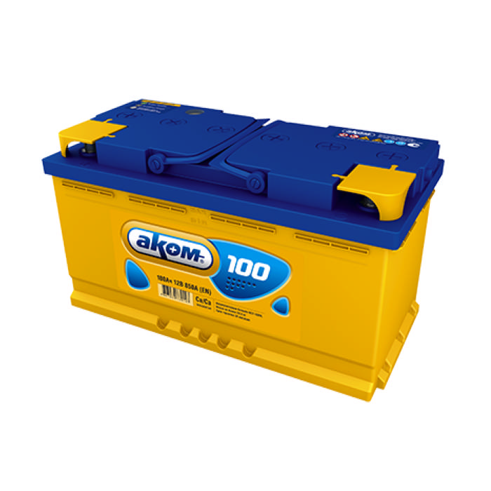 Аккумулятор АКОМ 100Ah 850A прям.п Ca/Ca 353x175x190 6CT-100.1 LA 6CT1001LA