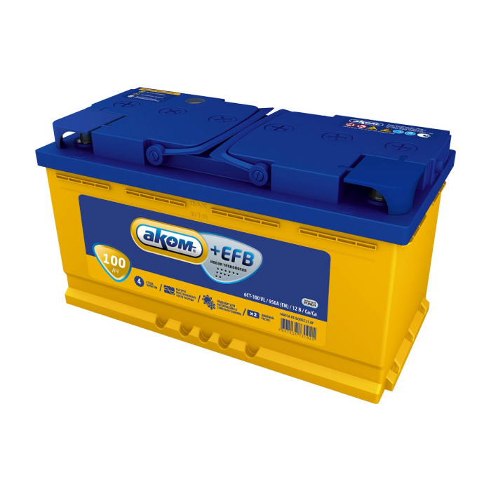 Аккумулятор АКОМ  EFB 100Ah 950А прям.п Ca/Ca 353x175x190 6CT-100.1 6CT1001