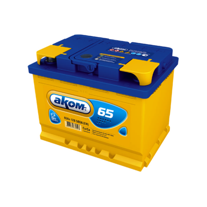 Аккумулятор АКОМ 65Ah 580А обр.п Ca/Ca 242x175x190 6CT-65.0 LA 6CT650LA