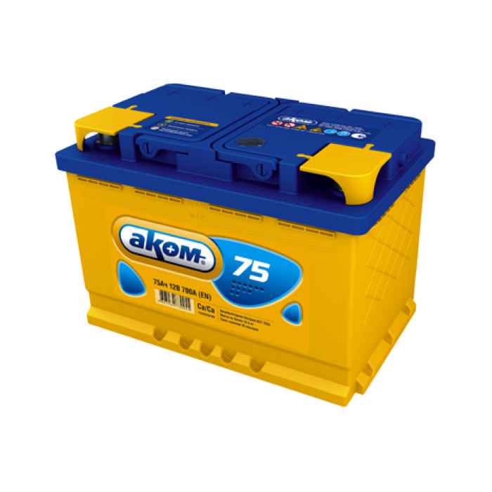 Аккумулятор АКОМ 75Ah 750A обр.п, 278x175x190, 6CT-75.0 LA 6CT750LA