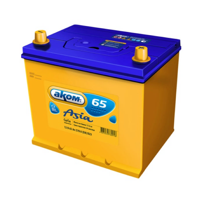 Аккумулятор АКОМ 65Ah 570А обр.п, 232x173x225, 75D23L