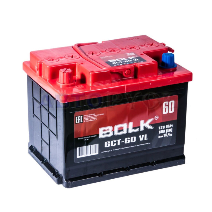 Аккумулятор BOLK 60Ah 500A прям.п Ca/Ca 242x175x190 AB601