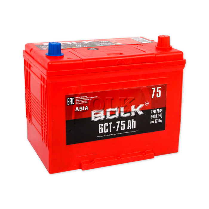 Аккумулятор BOLK 75Ah 640A обр.п Ca/Ca 260x173x220 ABJ750