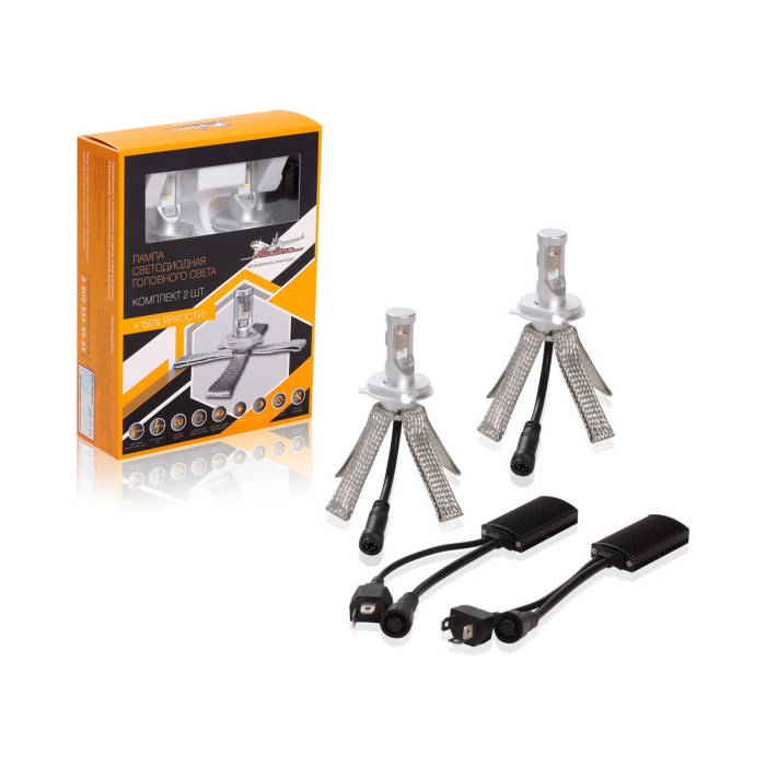 Лампа H4 AIRLINE LED PREMIUM, к-т 2шт., 6500К, ALEDH403