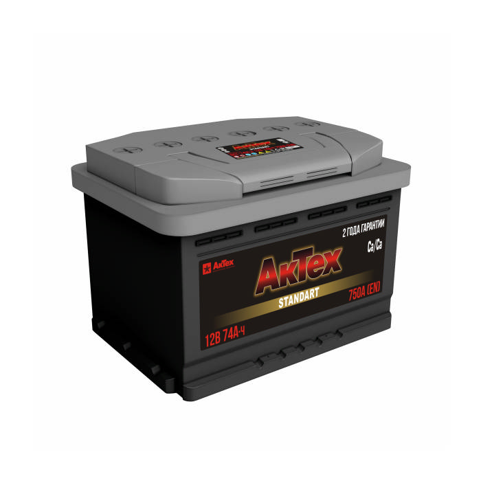Аккумулятор АКТЕХ 74Ah 720А прям.п Ca/Ca 278x175x175 ATST743Ln