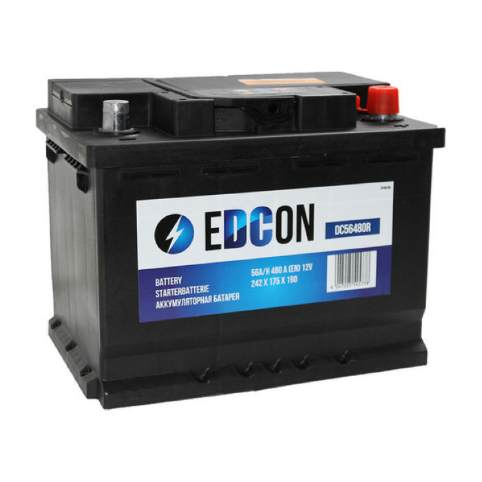 Аккумулятор EDCON 56Ah 480А обр.п 242x175x190 DC56480R