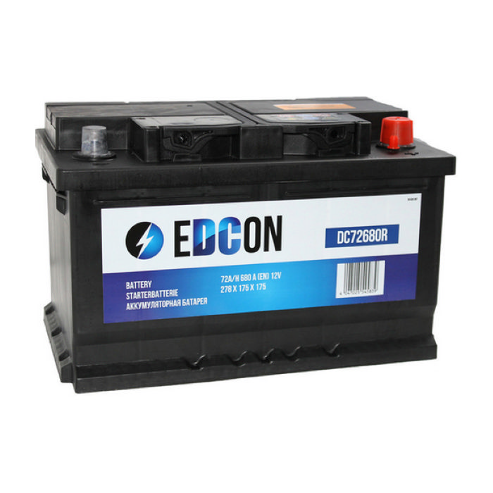 Аккумулятор EDCON 72Ah 680А обр.п 278x175x175 DC72680R