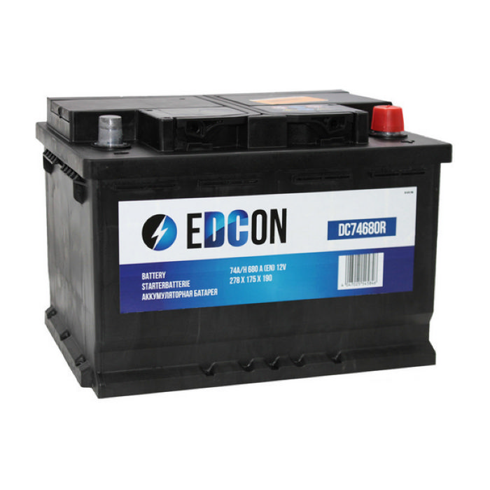 Аккумулятор EDCON 74Ah 680А обр.п 278x175x190 DC74680R