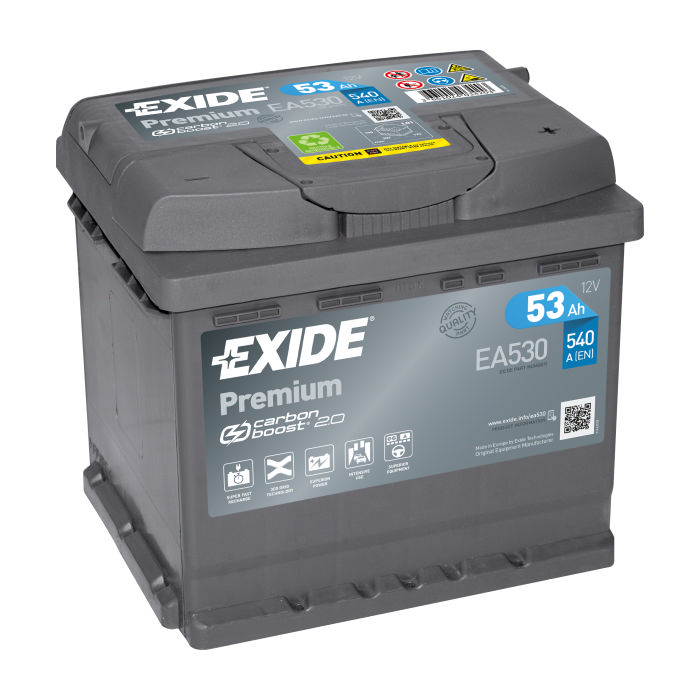 Аккумулятор EXIDE Premium 53Ah 540А обр.п 207x175x190 EA530