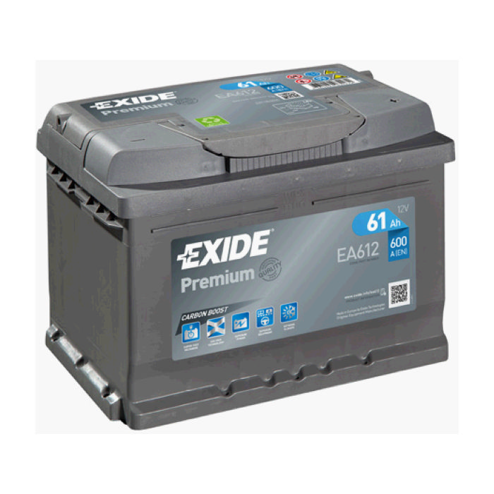 Аккумулятор EXIDE Premium 61Ah 600А обр.п 242x175x175 EA612