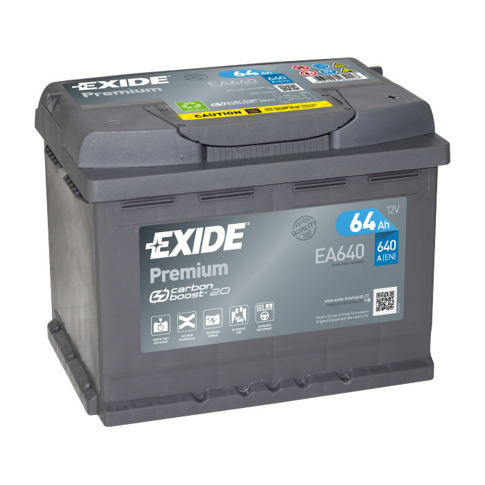 Аккумулятор EXIDE Premium 64Ah 640А обр.п 242x175x190 EA640