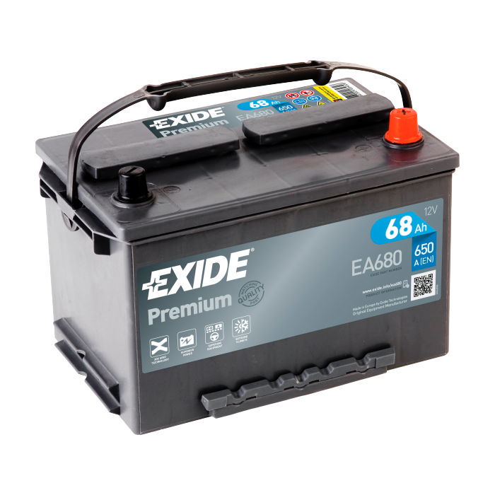 Аккумулятор EXIDE Premium 68Ah 650А прям.п 278x175x190 EA680