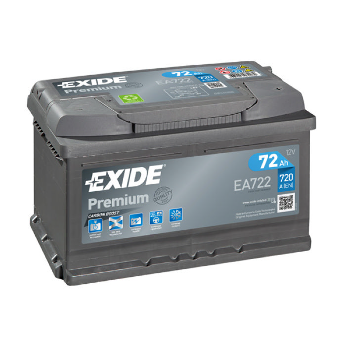 Аккумулятор EXIDE Premium 72Ah 720А обр.п 278x175x175 EA722
