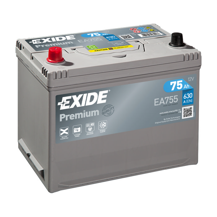 Аккумулятор EXIDE Premium 75Ah 630А прям.п 270x173x222 EA755