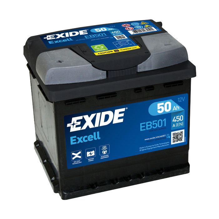 Аккумулятор EXIDE Excell 50Ah 450А прям.п 207x175x190 EB501