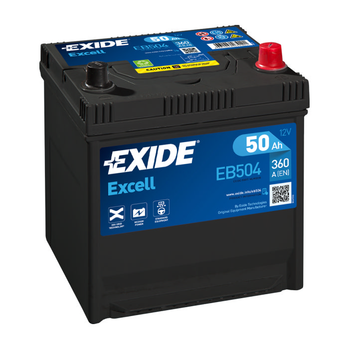 Аккумулятор EXIDE Excell 50Ah 360А обр.п 200x173x222 EB504
