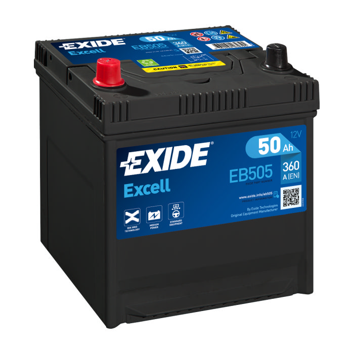 Аккумулятор EXIDE Excell 50Ah 360А прям.п 200x173x222 EB505