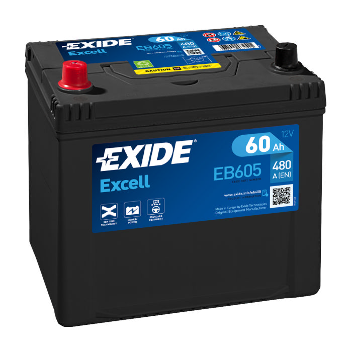 Аккумулятор EXIDE Excell 60Ah 390А прям.п 232x173x222 EB605