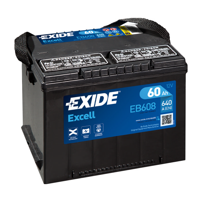 Аккумулятор EXIDE Excell 60Ah 640А прям.п 232x180x186 EB608