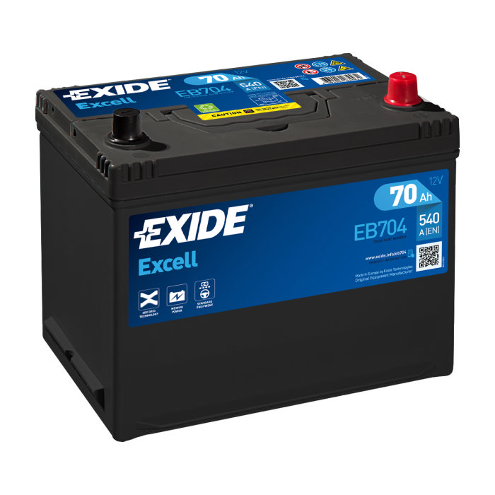 Аккумулятор EXIDE Excell 70Ah 540А обр.п 270x173x222 EB704