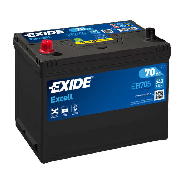 Аккумулятор EXIDE Excell 70Ah 540А прям.п 270x173x222 EB705