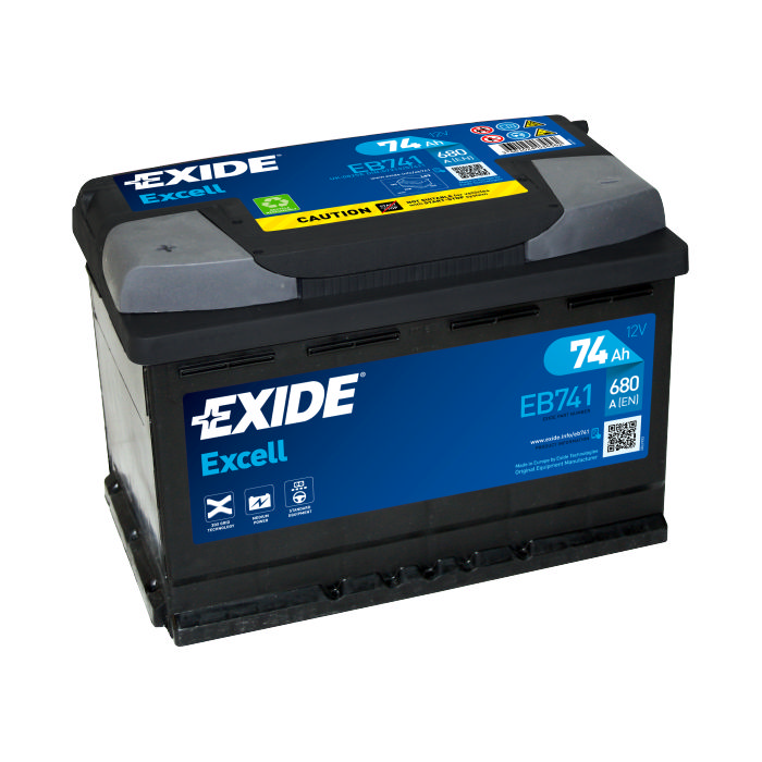 Аккумулятор EXIDE Excell 74Ah 680А прям.п 278x175x190 EB741