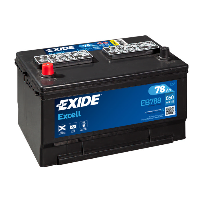 Аккумулятор EXIDE Excell 78Ah 850А прям.п 306x192x190 EB788