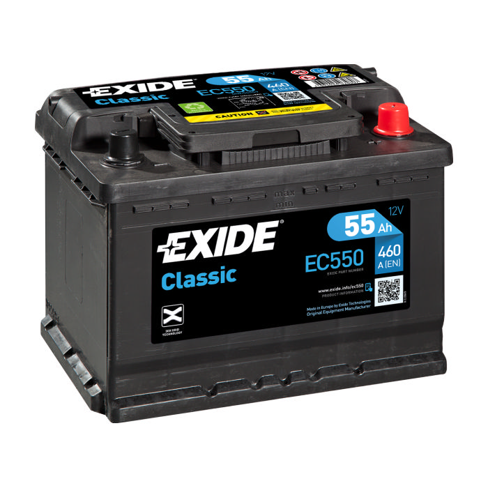 Аккумулятор EXIDE Classic 55Ah 460А обр.п 242x175x190 EC550