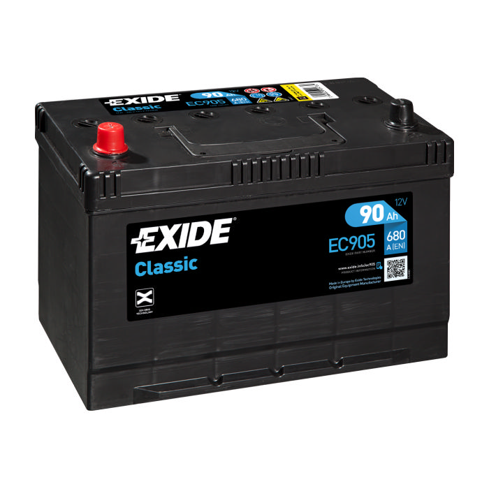 Аккумулятор EXIDE Classic 90Ah 680А прям.п 306x173x222 EC905
