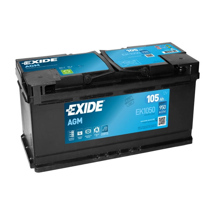 Аккумулятор EXIDE Start-Stop AGM 105Ah 950А обр.п 393x175x190 EK1050