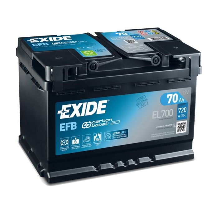 Аккумулятор EXIDE Start-Stop AGM 70Ah 720А обр.п 278x175x190 EL700
