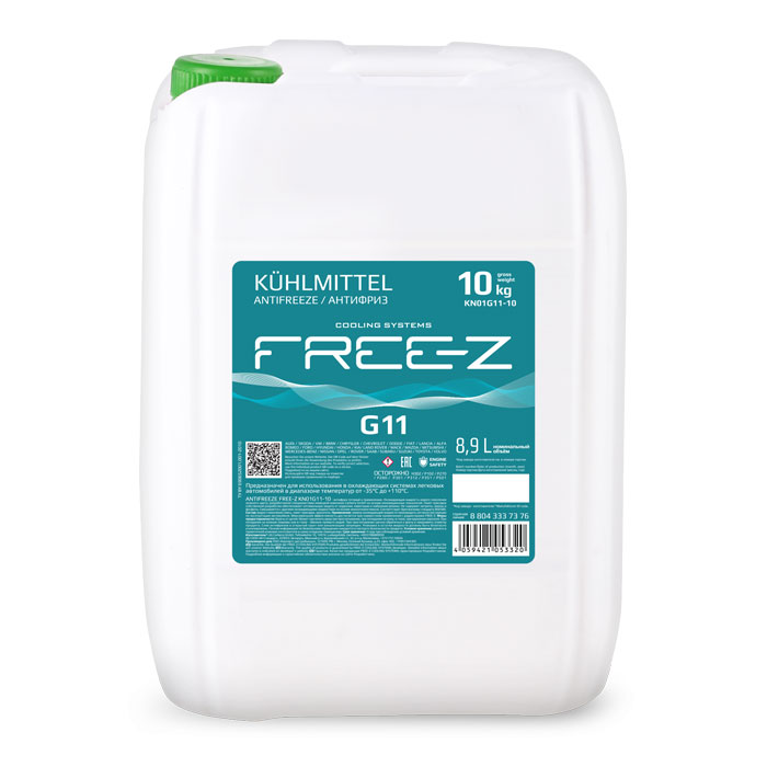 Антифриз FREE-Z G11 зелёный 10кг KN01G1110