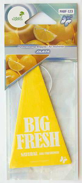 Ароматизатор BIG FRESH, подвесной, пластинка, Лимон, PABF123