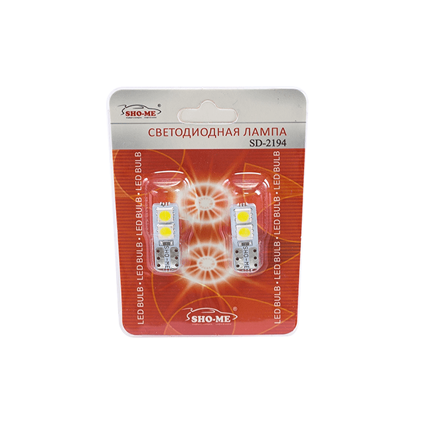 Лампа LED W5W SHO-ME 5000K, 0,4W, блистер. 2шт., SD2194