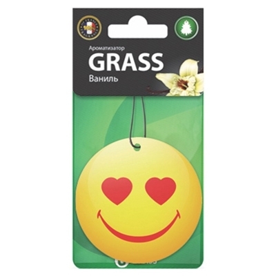 Ароматизатор подвесной GRASS, картон, Smile ваниль, ST0400